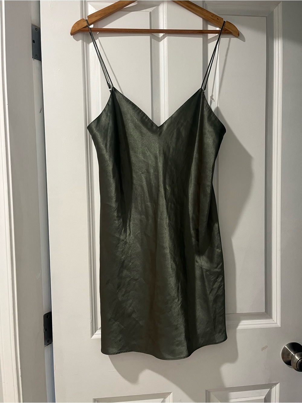 La SENZA Olive Green Satin Slip Dress